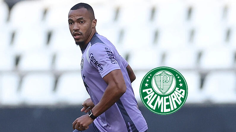 Marlon Freitas e escudo do Palmeiras